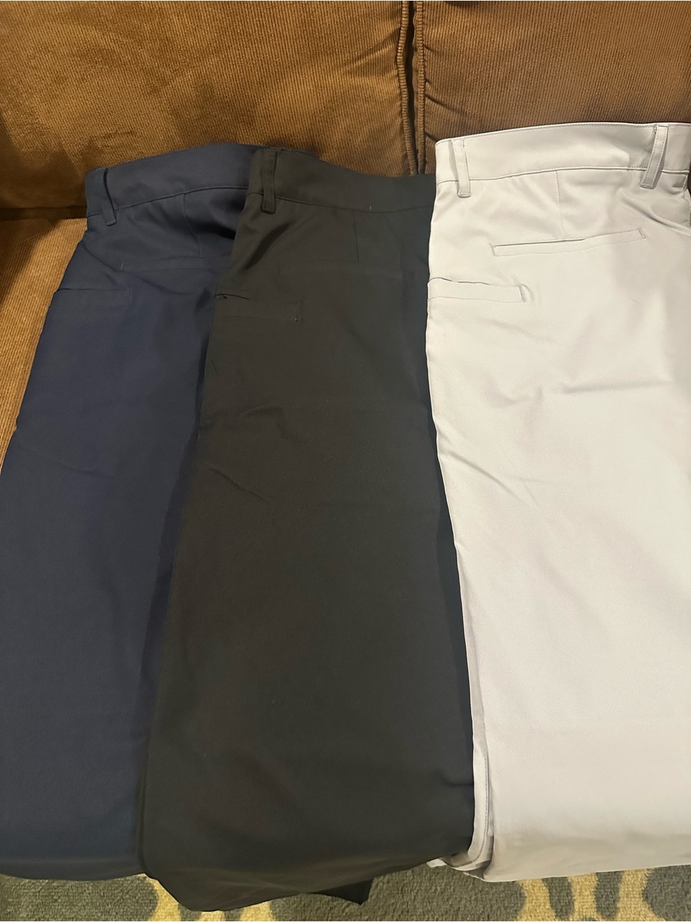Men's Maelreg - 3 Pair NWOT Stretch Chino Pants - Navy, Black, Light Gray 36x32